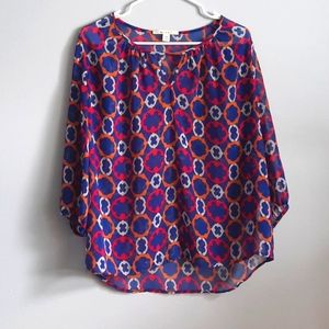 Sheer tunic with 3/4 sleeves.  Miami brand.  Size medium.